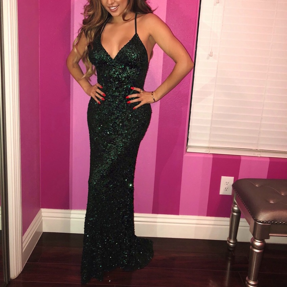 Green sequined dress